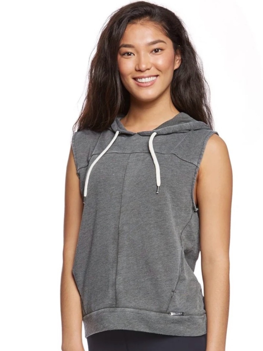 Betsey Johnson Sleeveless Drawstring Hoodie Tank Top Hooded Gray Women’s Size S